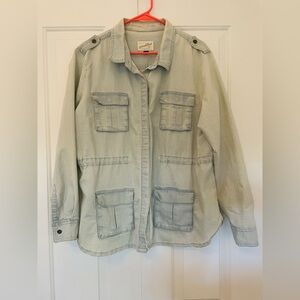 Universal Thread Striped Utility Jacket in Blue and White